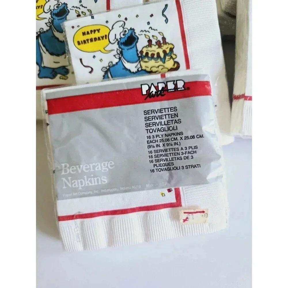 Sesame Street Big Bird Cookie Monster Vintage Birthday Party Supplies Lot Of 12